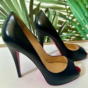 Christian Louboutin  Black Peep-Toe Heels